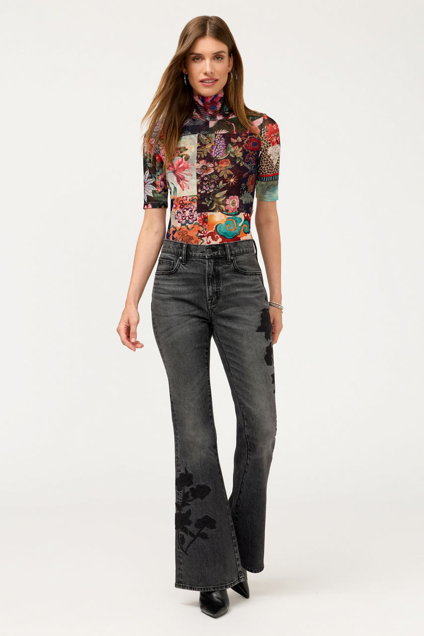 MESH ELBOW SLEEVE MOCK NECK, , large image 2