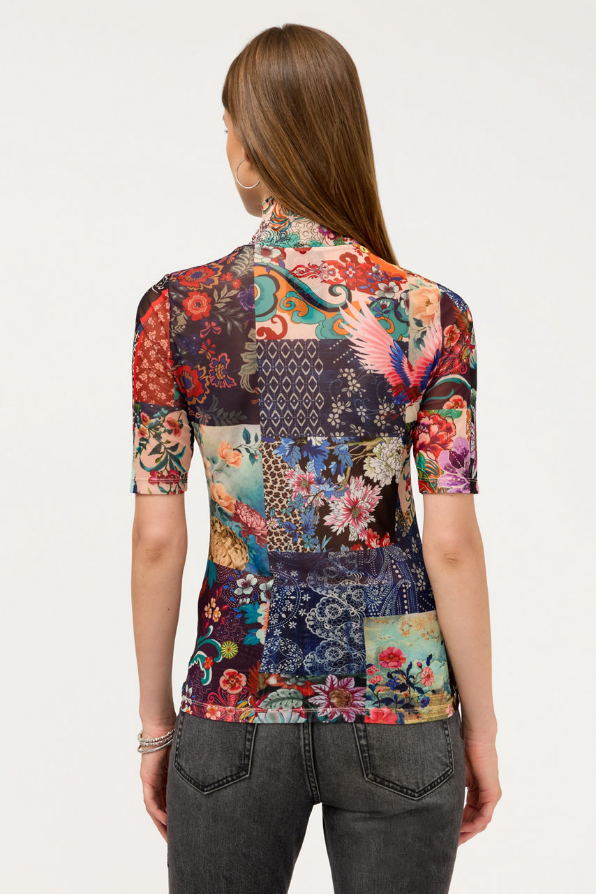 MESH ELBOW SLEEVE MOCK NECK, , large image 4