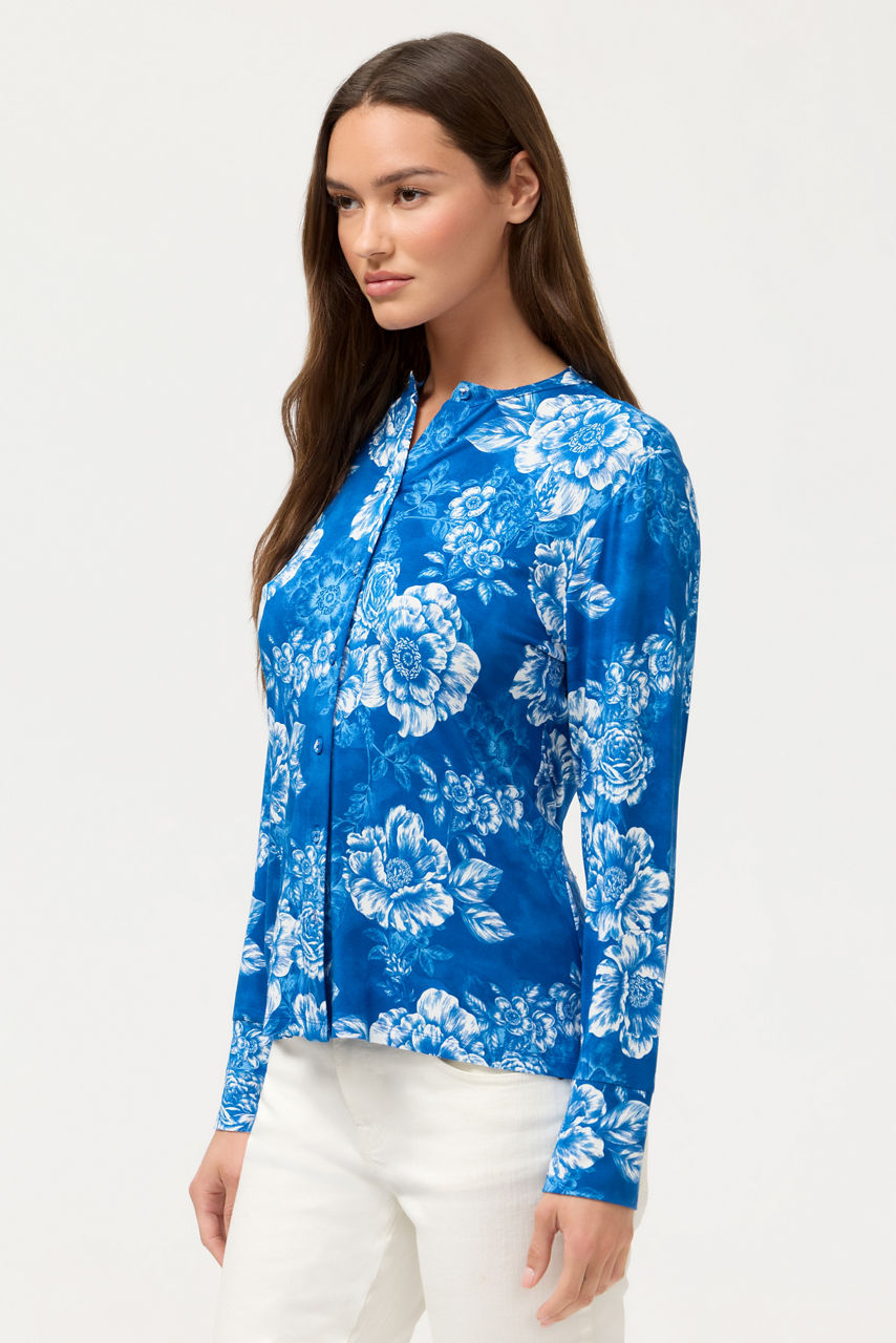THE JANIE FAVORITE COLLARLESS BUTTON DOWN, , large image 3
