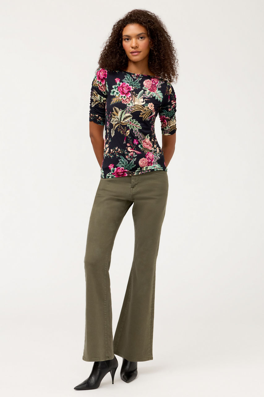 THE JANIE FAVORITE RUCHED SLEEVE TEE, , large image 3