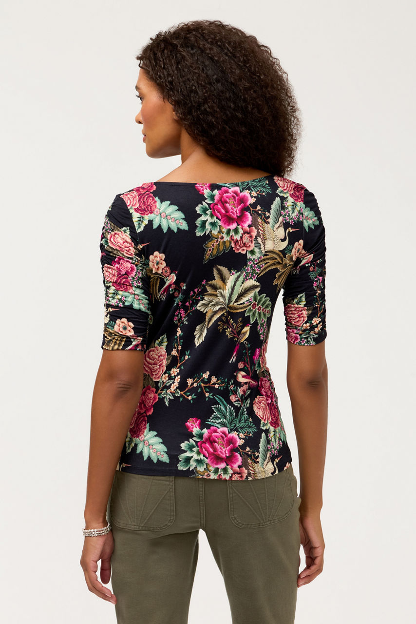 THE JANIE FAVORITE RUCHED SLEEVE TEE, , large image 4