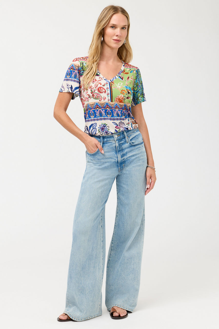 THE JANIE FAVORITE V-NECK FLUTTER SLEEVE TEE, , large image 4