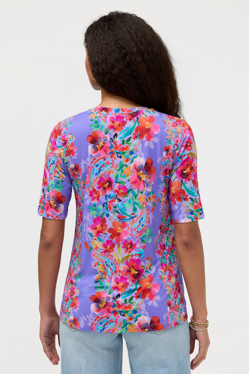 THE JANIE FAVORITE ELBOW SLEEVE CREW NECK SWING TEE, , large image 4