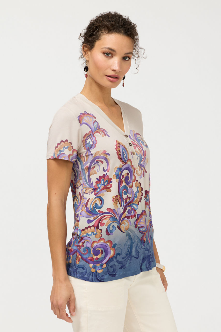 THE JANIE FAVORITE BUTTON NECK TEE, , large image 2