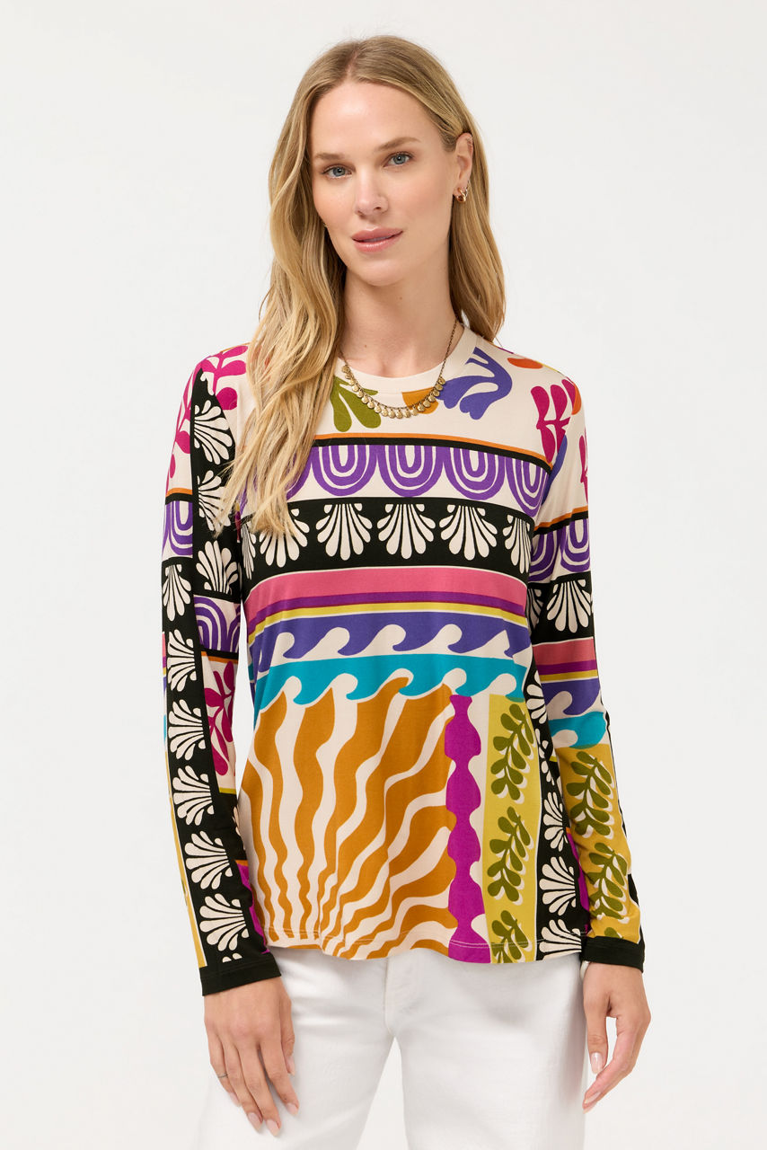 The Janie Favorite Long Sleeve Crew Neck Swing Tee, , large image 1