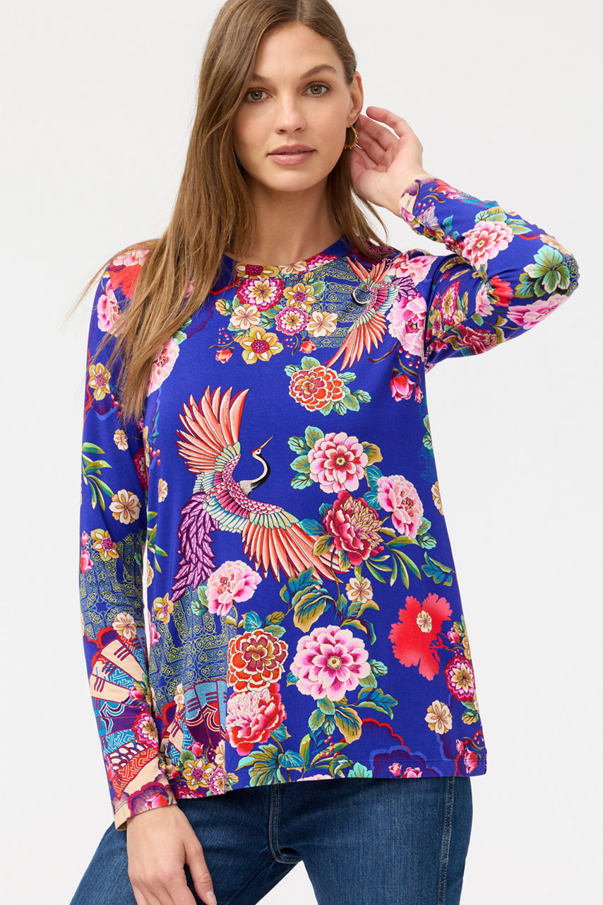 The Janie Favorite Long Sleeve Crew Neck Swing Tee, , large image 1