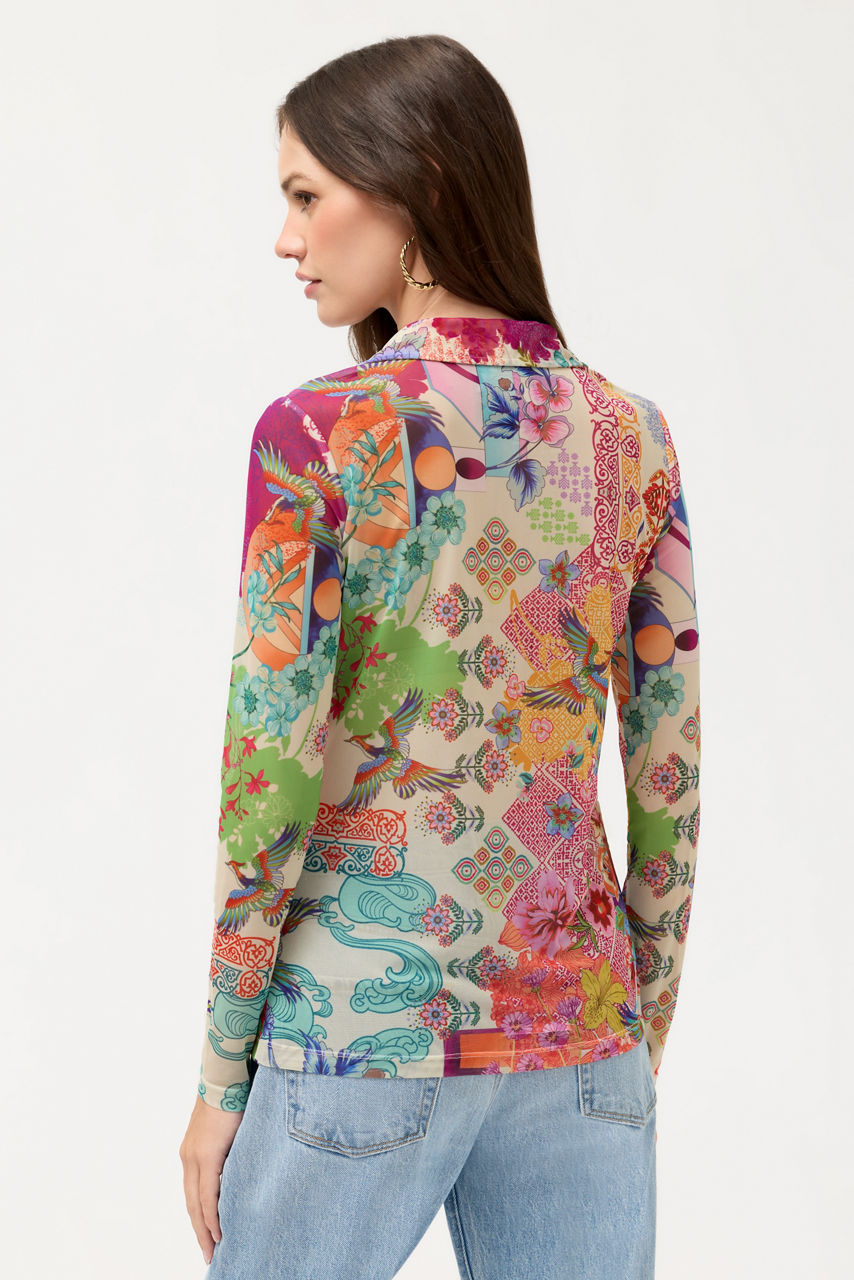 MESH BUTTON FRONT SHIRT, , large image 3