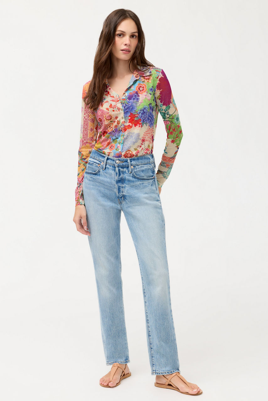 MESH BUTTON FRONT SHIRT, , large image 4