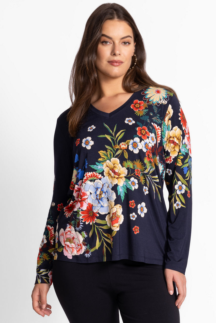 The Janie Favorite Long Sleeve V-Neck Tee, , large image 1