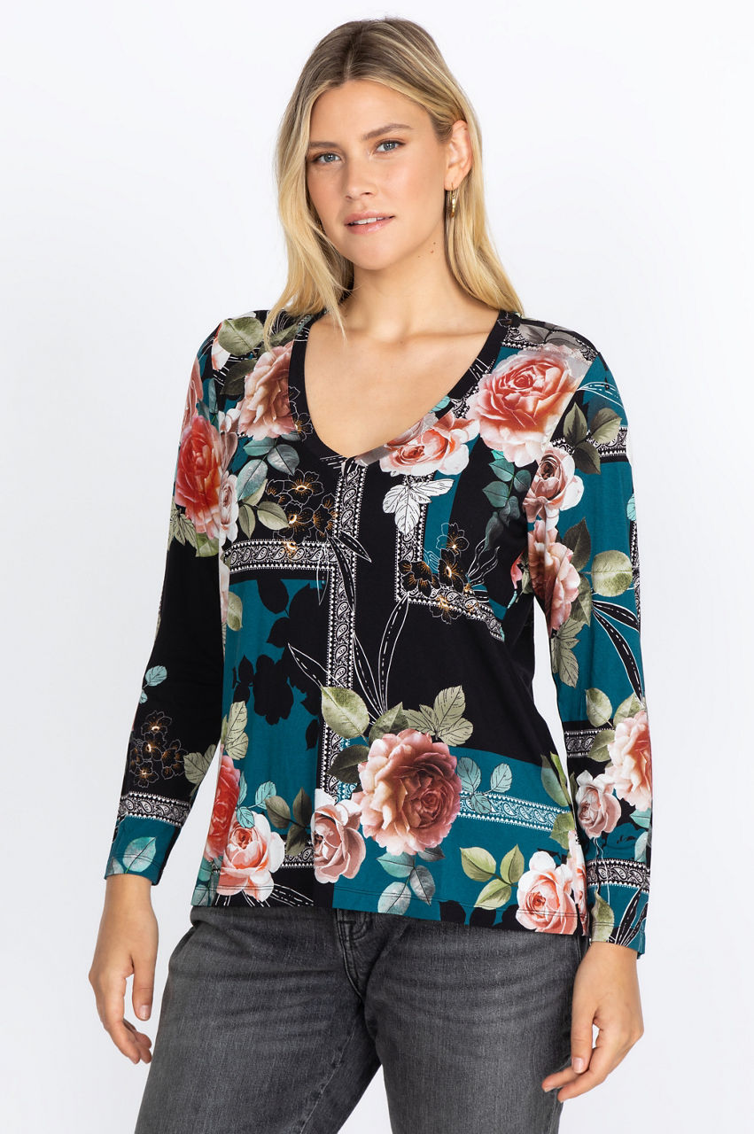 The Janie Favorite Long Sleeve V-Neck Tee - thumbnail 2