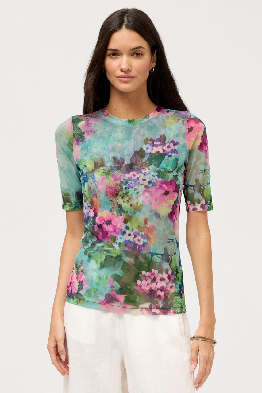 ELBOW SLEEVE MESH TOP, , large image 1