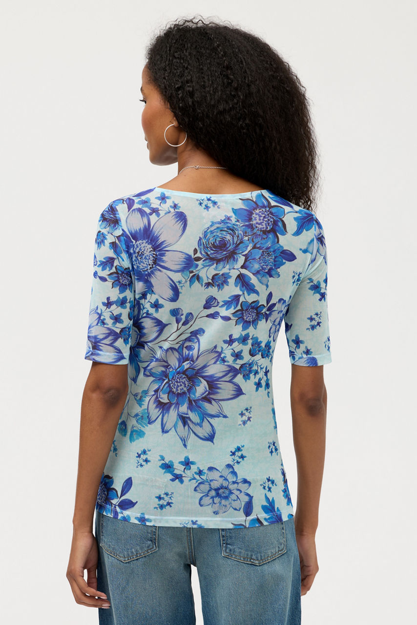 ELBOW SLEEVE BOAT NECK MESH TOP, , large image 4