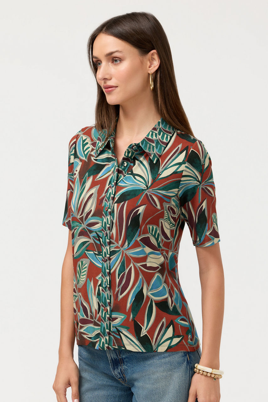 THE JANIE FAVORITE FITTED ELBOW SLEEVE BUTTON DOWN, , large image 2