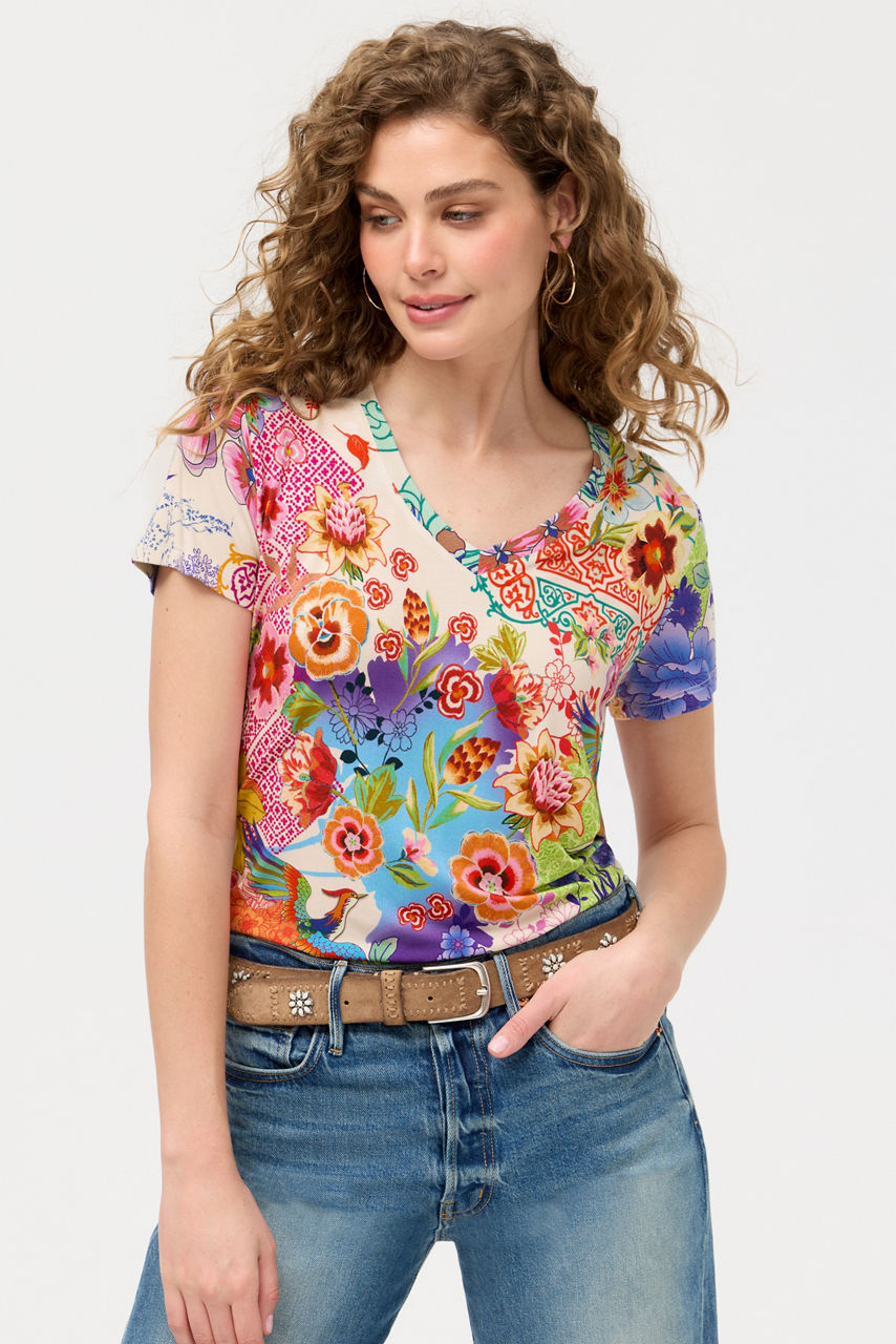 The Janie Favorite Short Sleeve V-Neck Tee, , large image 2