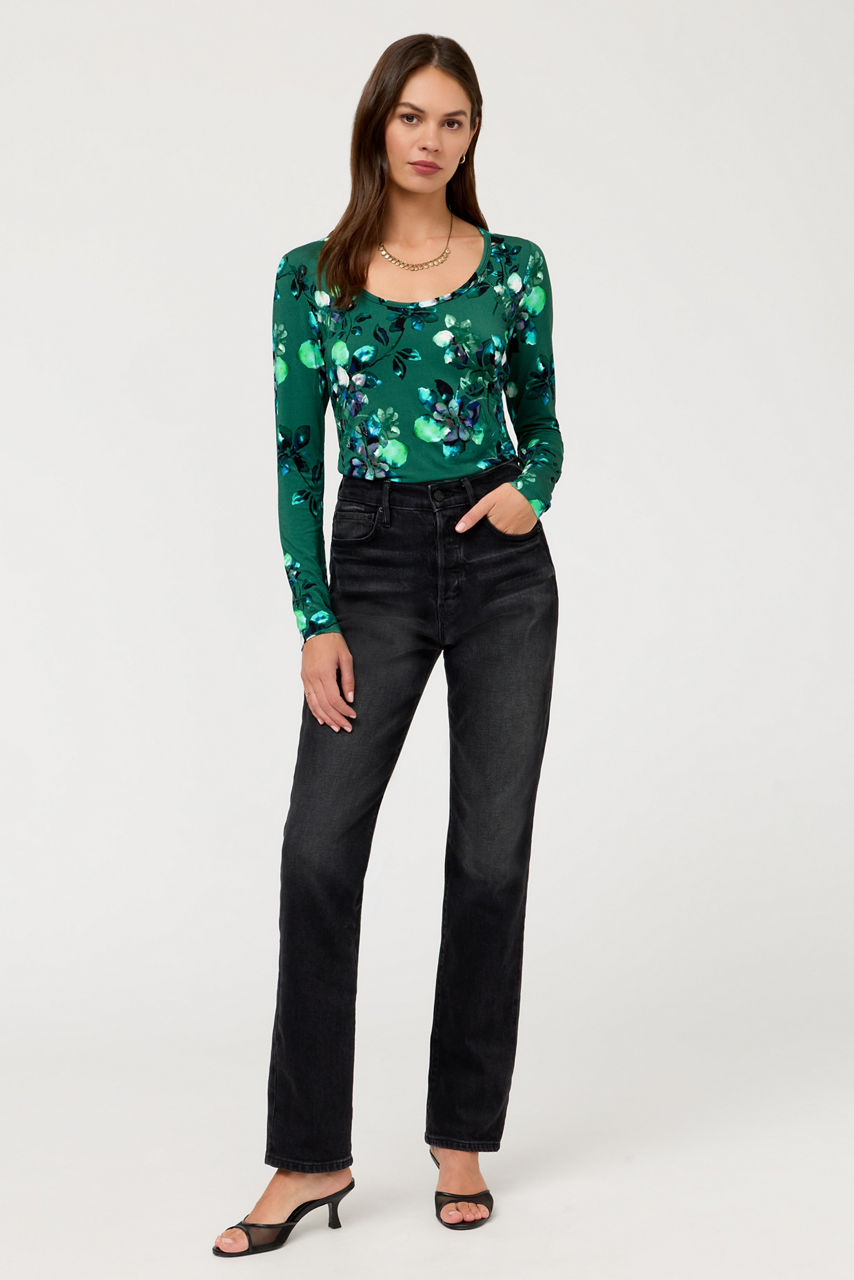 THE JANIE FAVORITE SCOOP NECK LONG SLEEVE FITTED TEE, , large image 3