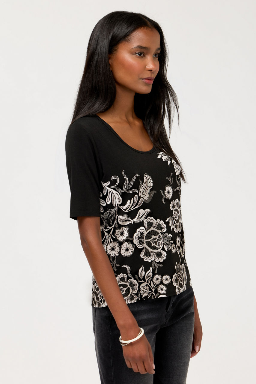 THE JANIE FAVORITE SCOOP NECK FITTED TEE, , large image 2