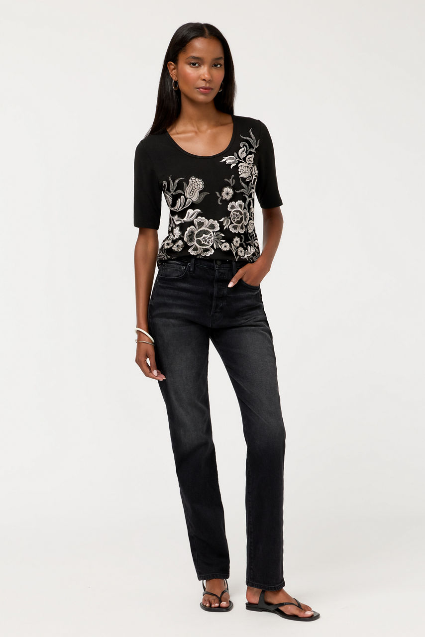 THE JANIE FAVORITE SCOOP NECK FITTED TEE, , large image 3