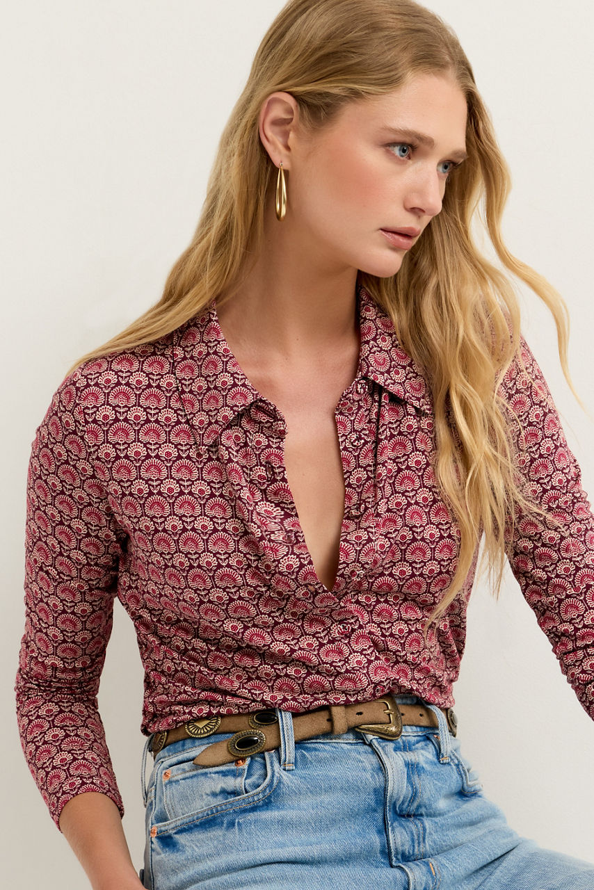 THE JANIE FAVORITE FITTED LONG SLEEVE BUTTON DOWN, , large image 1