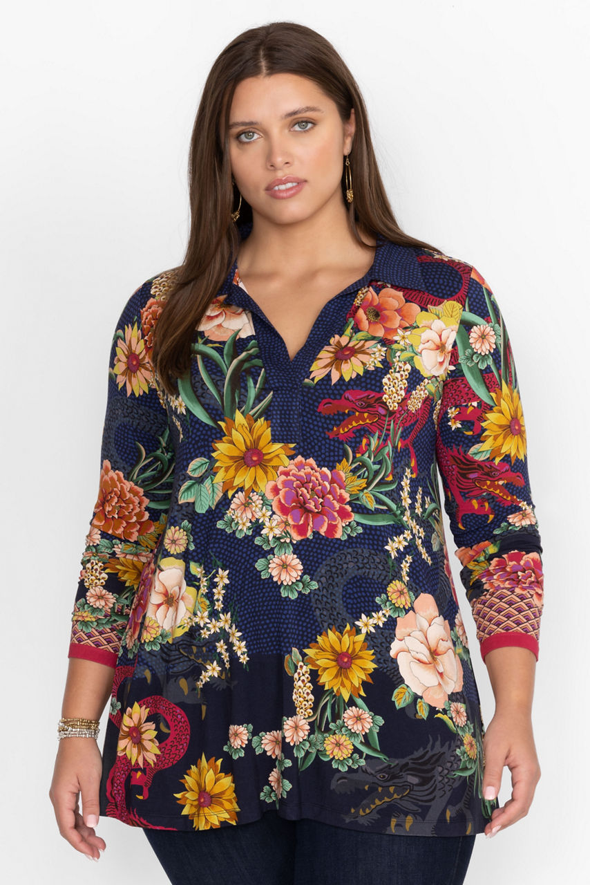 Buy THE JANIE FAVORITE LONG SLEEVE POLO SWING TUNIC | Johnny Was