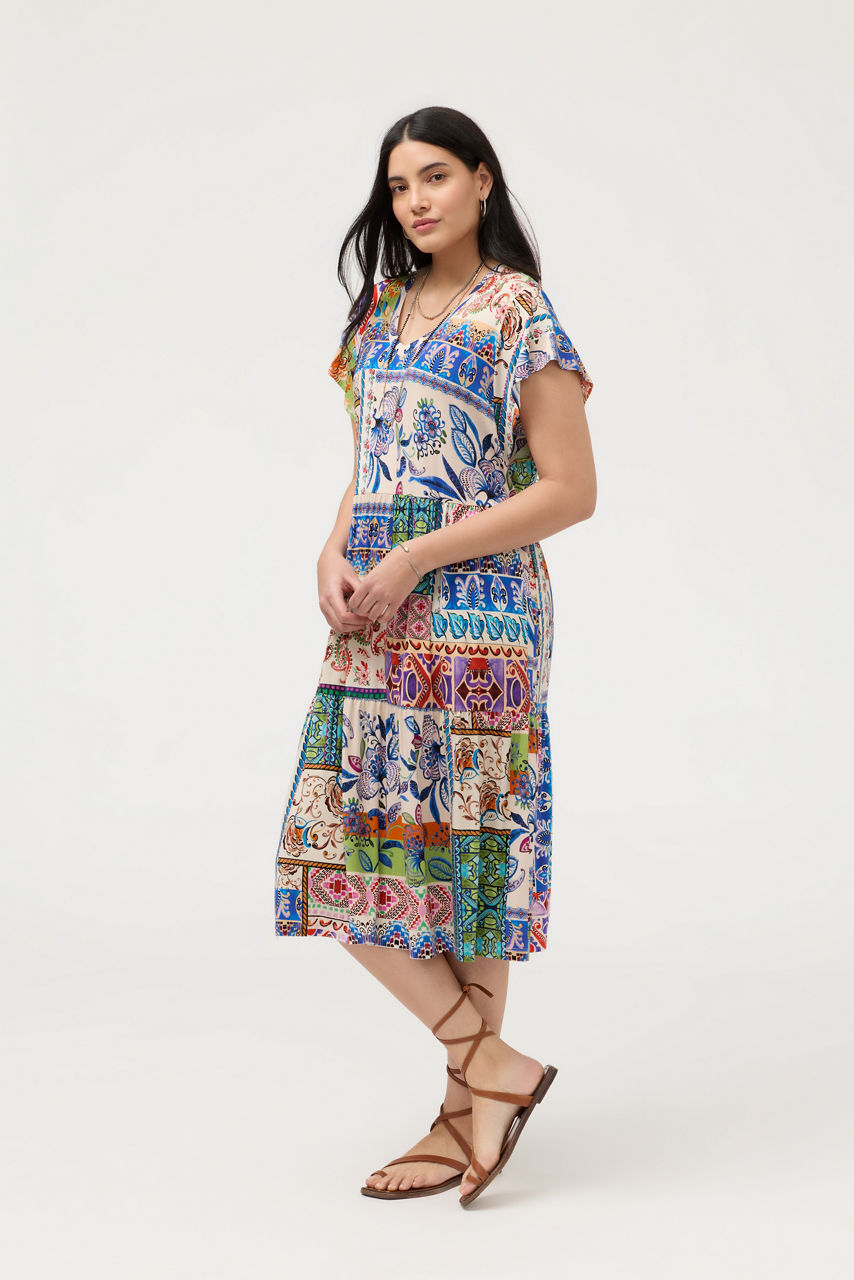 THE JANIE FAVORITE TIERED TEA LENGTH DRESS, , large image 2