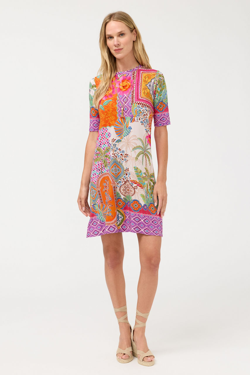 THE JANIE FAVORITE ELBOW SLEEVE SWING DRESS, , large image 1