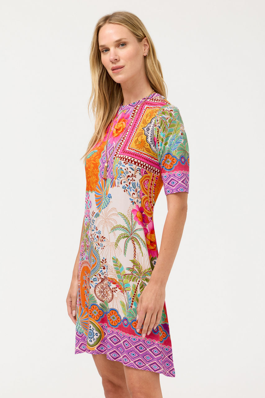 THE JANIE FAVORITE ELBOW SLEEVE SWING DRESS, , large image 2
