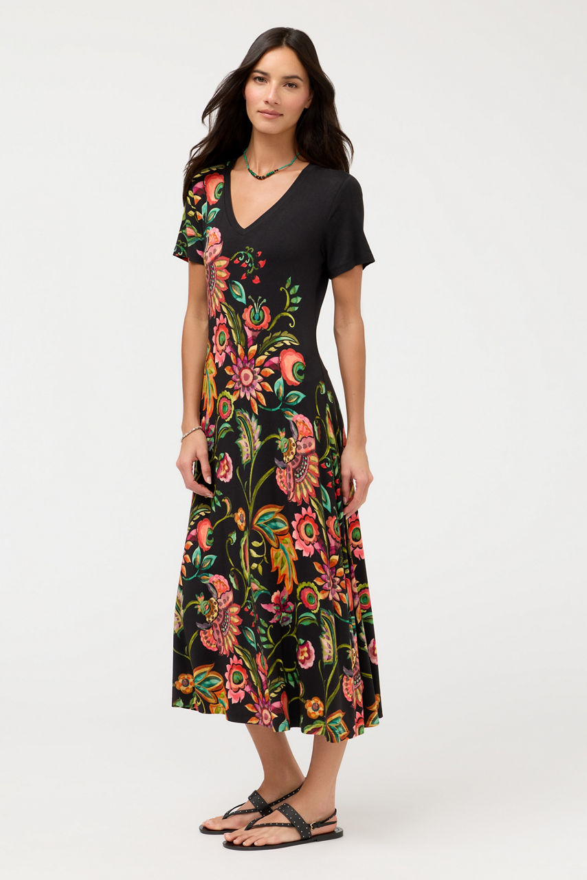 THE JANIE FAVORITE V-NECK CAP SLEEVE DRESS, , large image 1