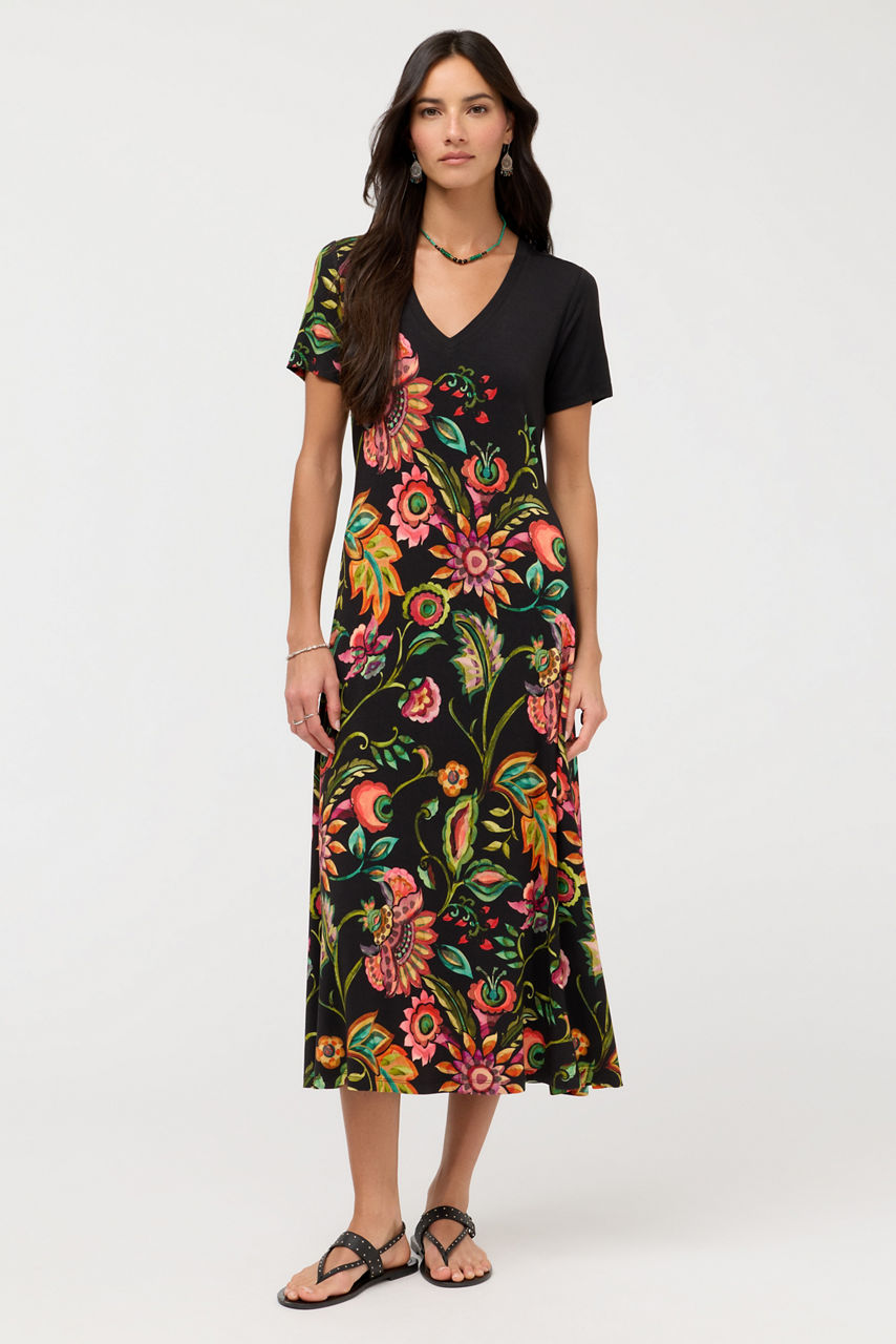 THE JANIE FAVORITE V-NECK CAP SLEEVE DRESS, , large image 2