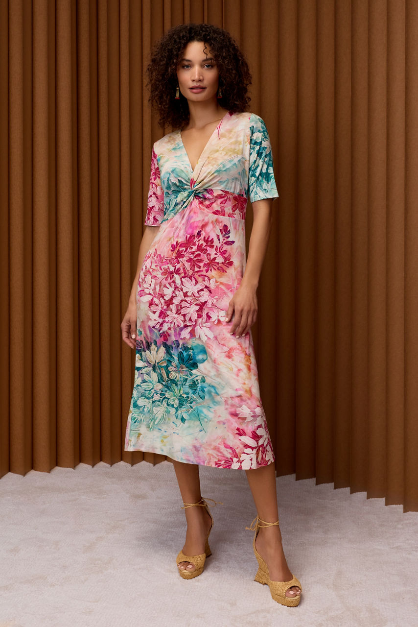 THE JANIE FAVORITE TWIST FRONT MIDI SWING DRESS, , large image 4