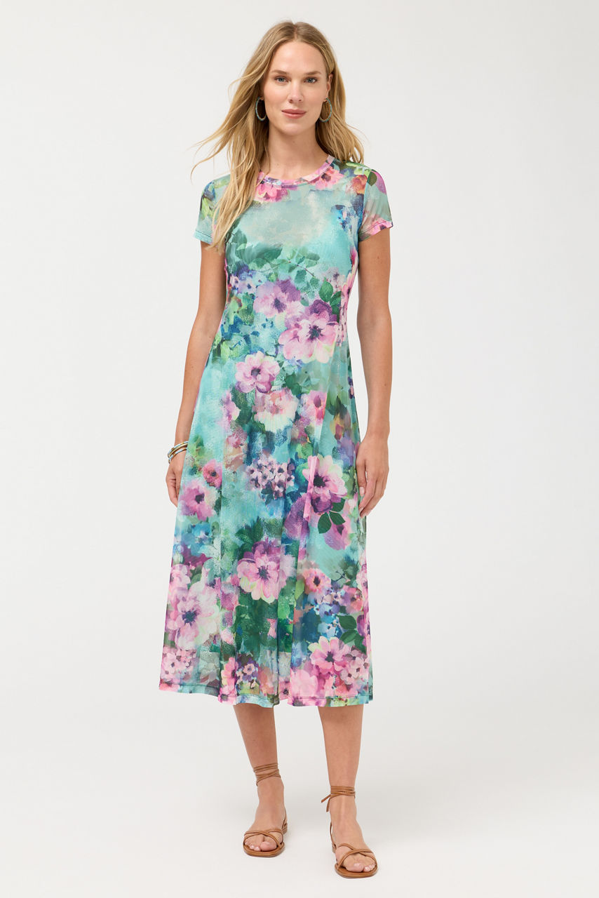 SHORT SLEEVE MESH MAXI DRESS, , large image 1