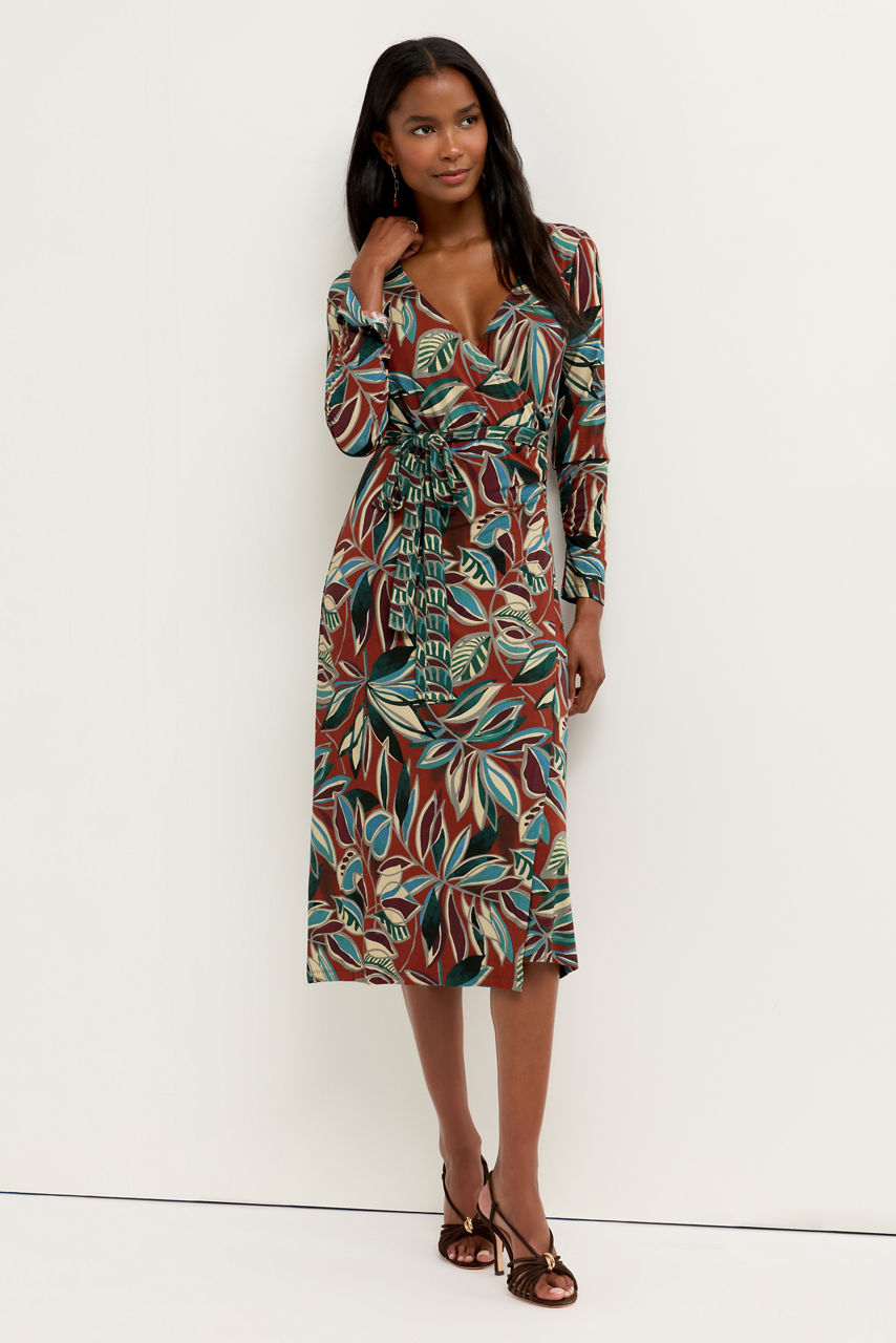 THE JANIE FAVORITE RUCHED SLEEVE WRAP DRESS, , large image 1