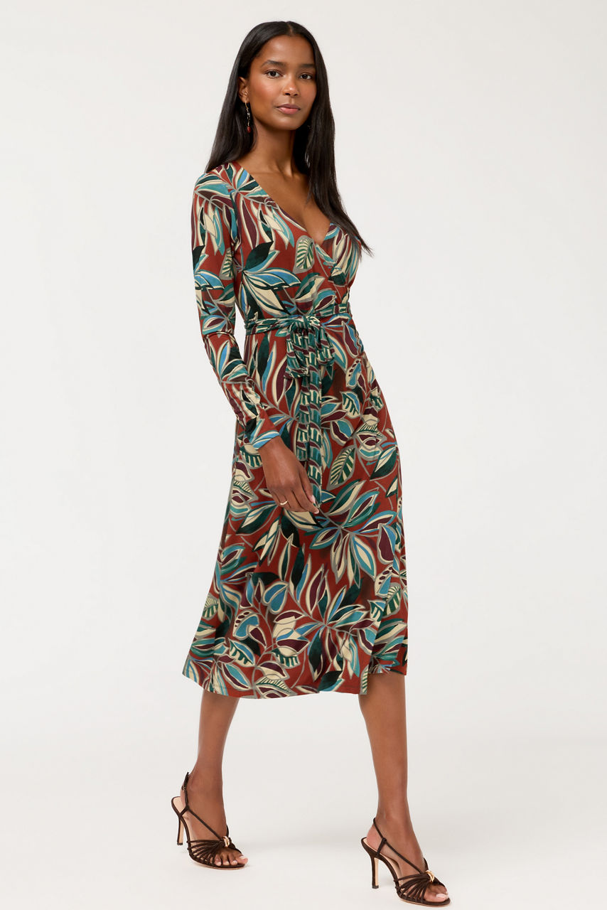 THE JANIE FAVORITE RUCHED SLEEVE WRAP DRESS, , large image 3