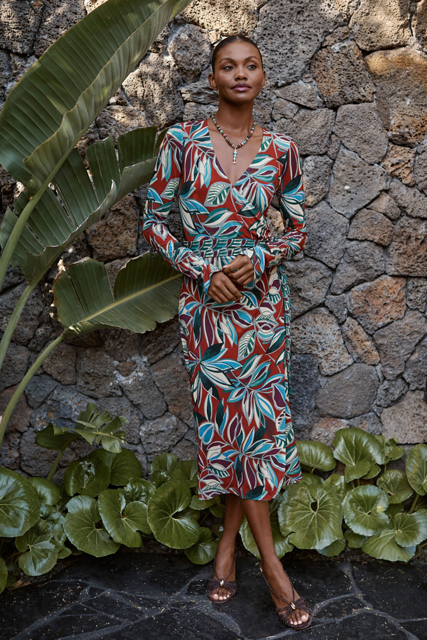 THE JANIE FAVORITE RUCHED SLEEVE WRAP DRESS, , large image 5