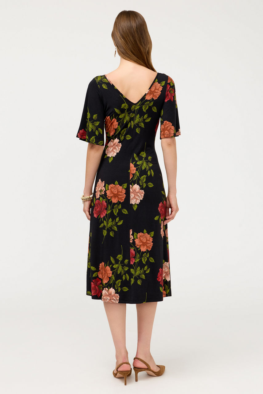 THE JANIE FAVORITE DOUBLE V-NECK MIDI DRESS, , large image 3