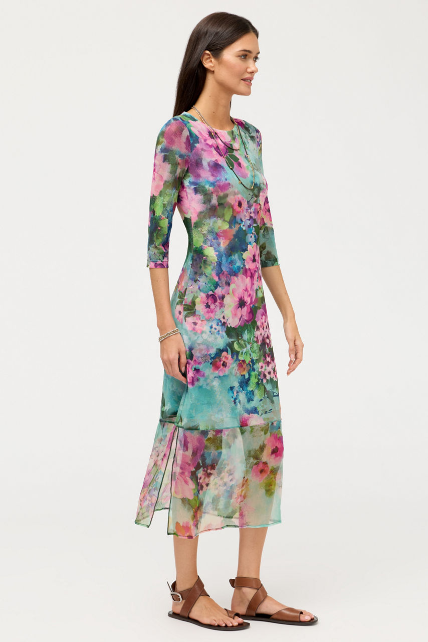 3/4 SLEEVE TULUS MESH MIDI DRESS, , large image 2