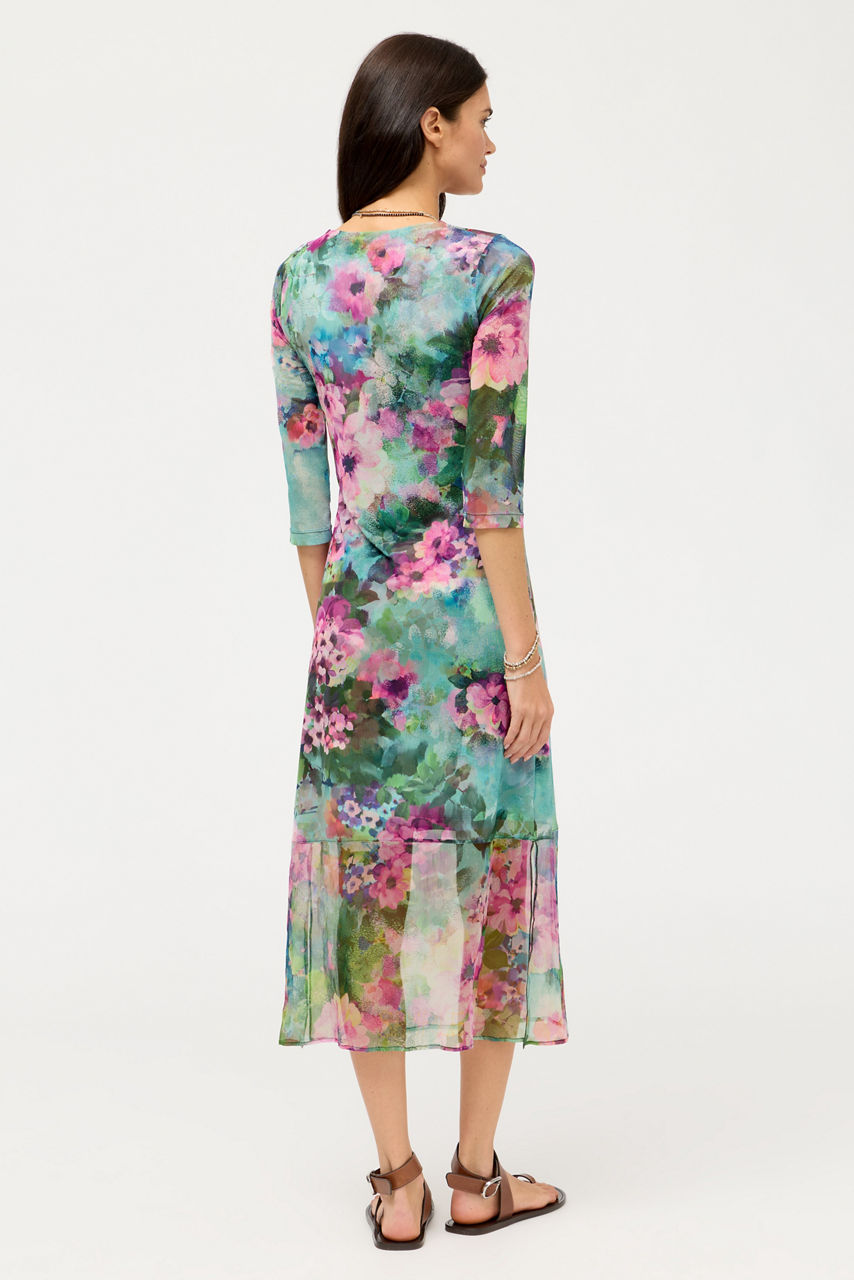 3/4 SLEEVE TULUS MESH MIDI DRESS, , large image 3