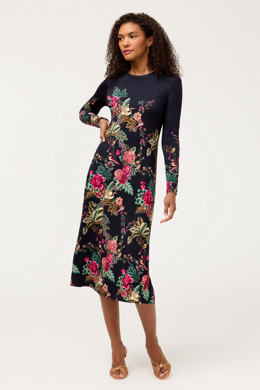 THE JANIE FAVORITE LONG SLEEVE MIDI DRES, , large image 1