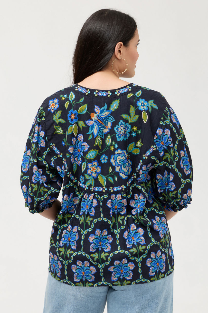 SMOCKED SLEEVE PARIS BLOUSE, , large image 4