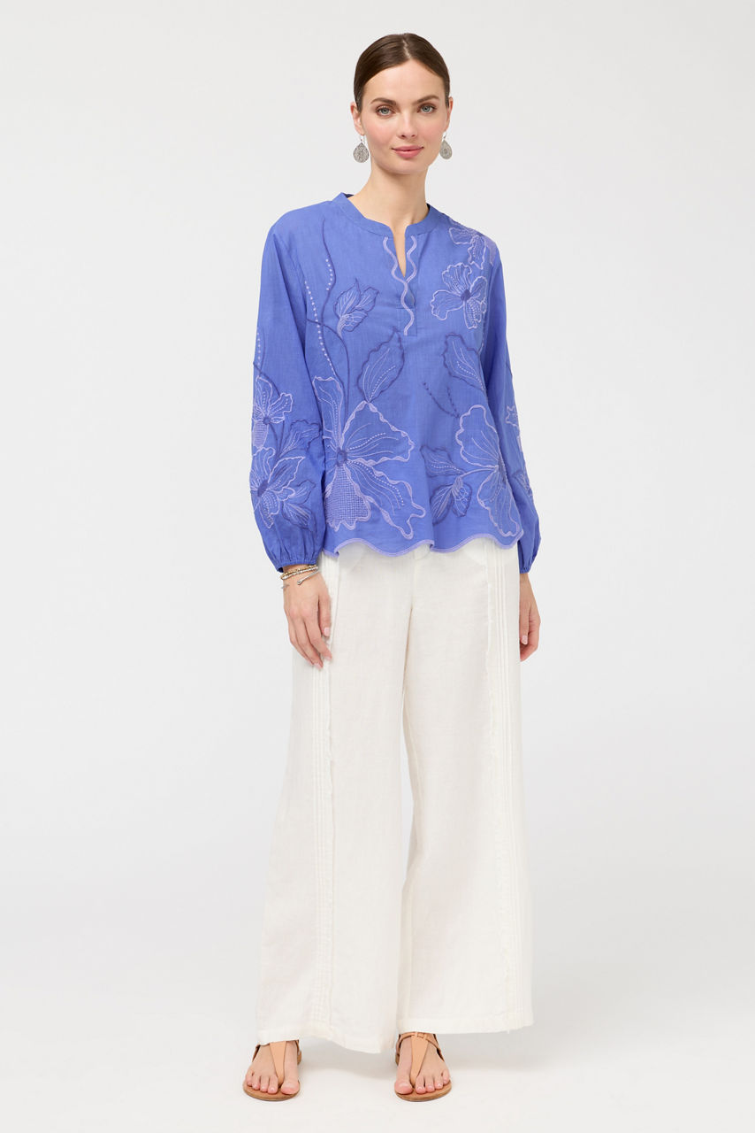 RELAXED HENLEY BLOUSE, , large image 1