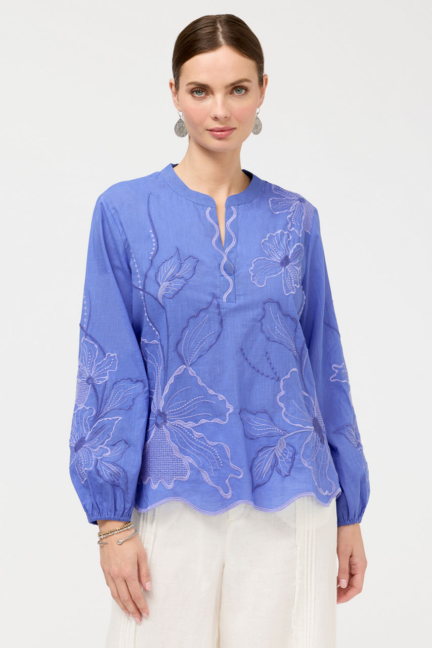 RELAXED HENLEY BLOUSE, , large image 2