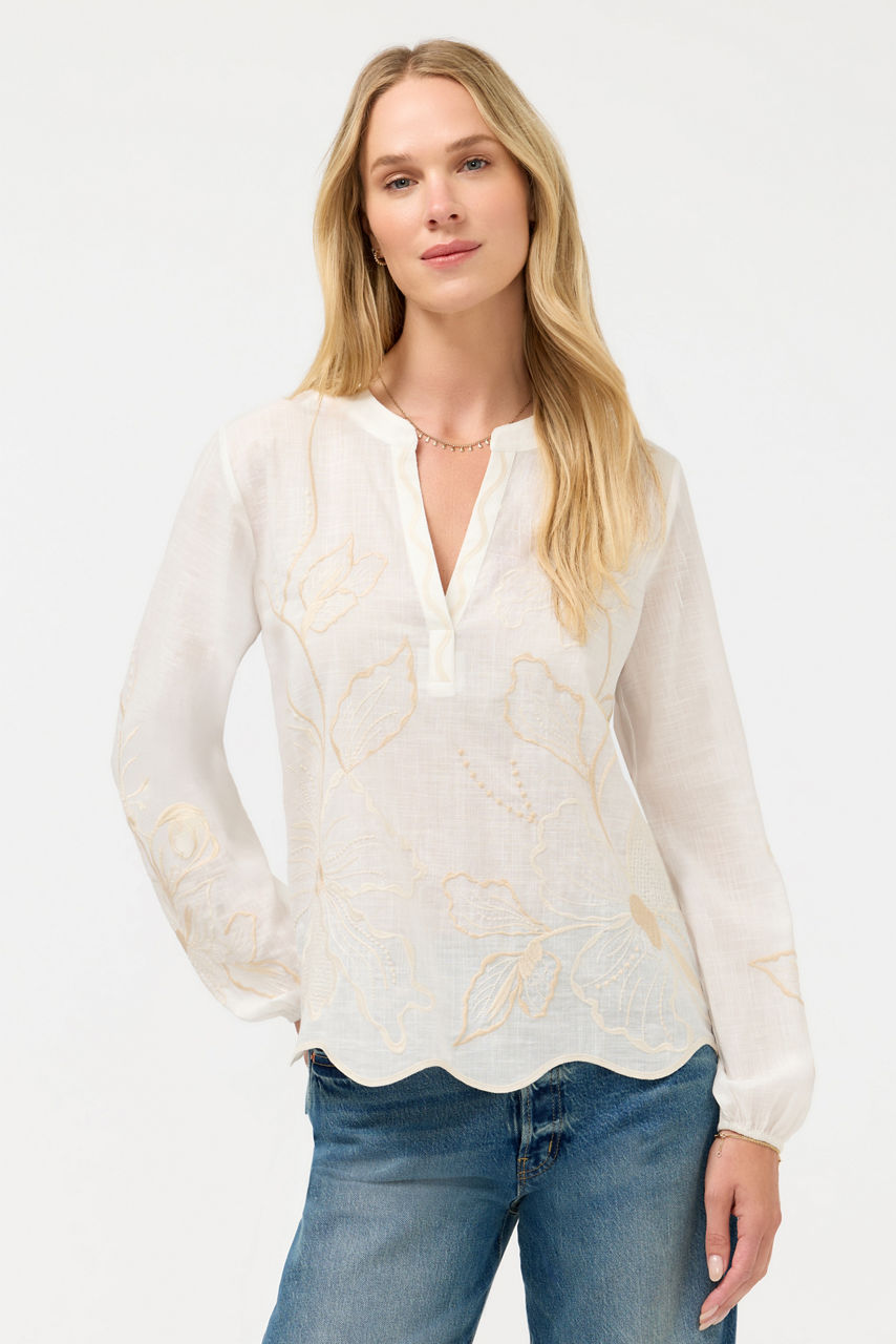 RELAXED HENLEY BLOUSE, , large image 1