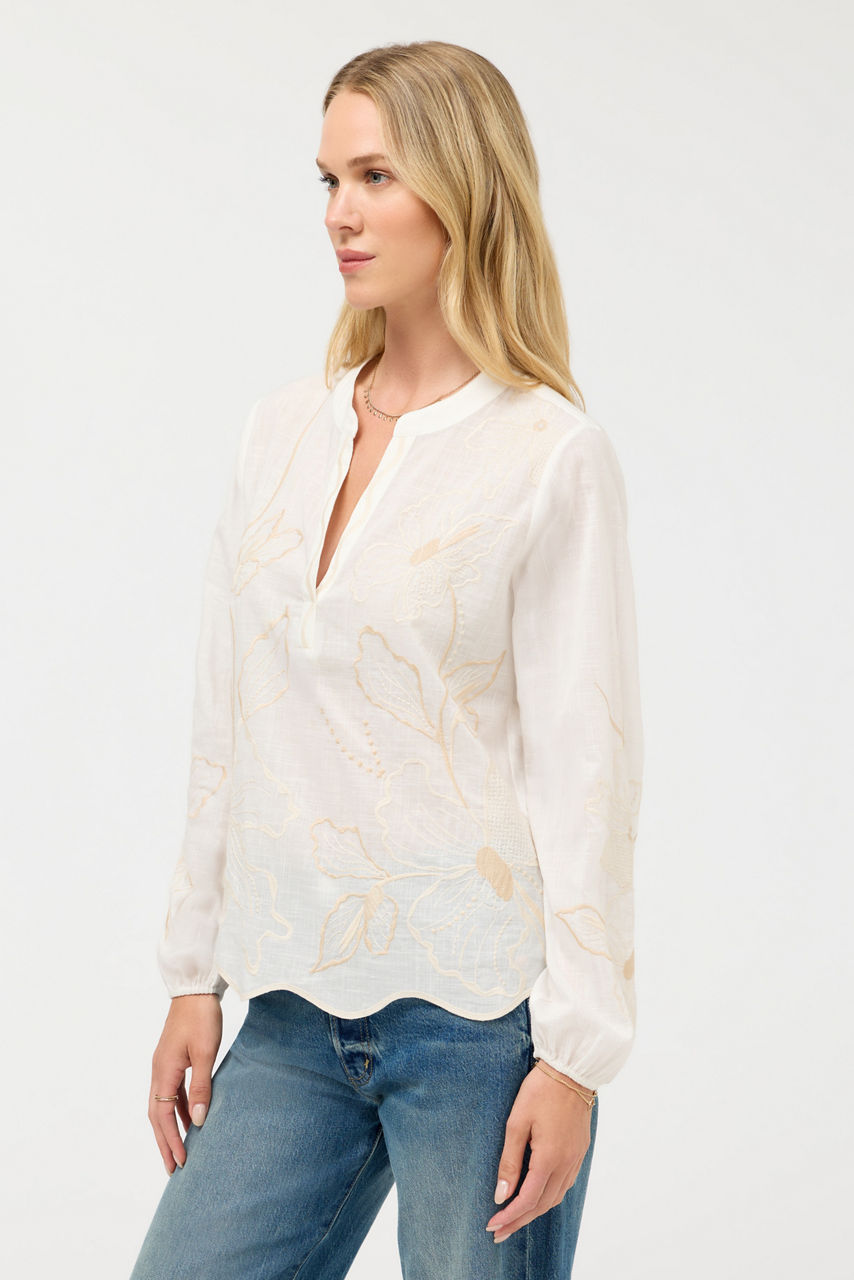 RELAXED HENLEY BLOUSE, , large image 2