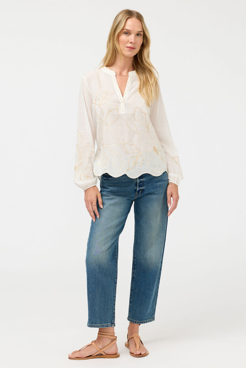 RELAXED HENLEY BLOUSE, , large image 3