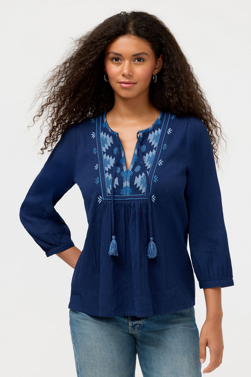 3/4 SLEEVE PRAIRIE BLOUSE, , large image 1