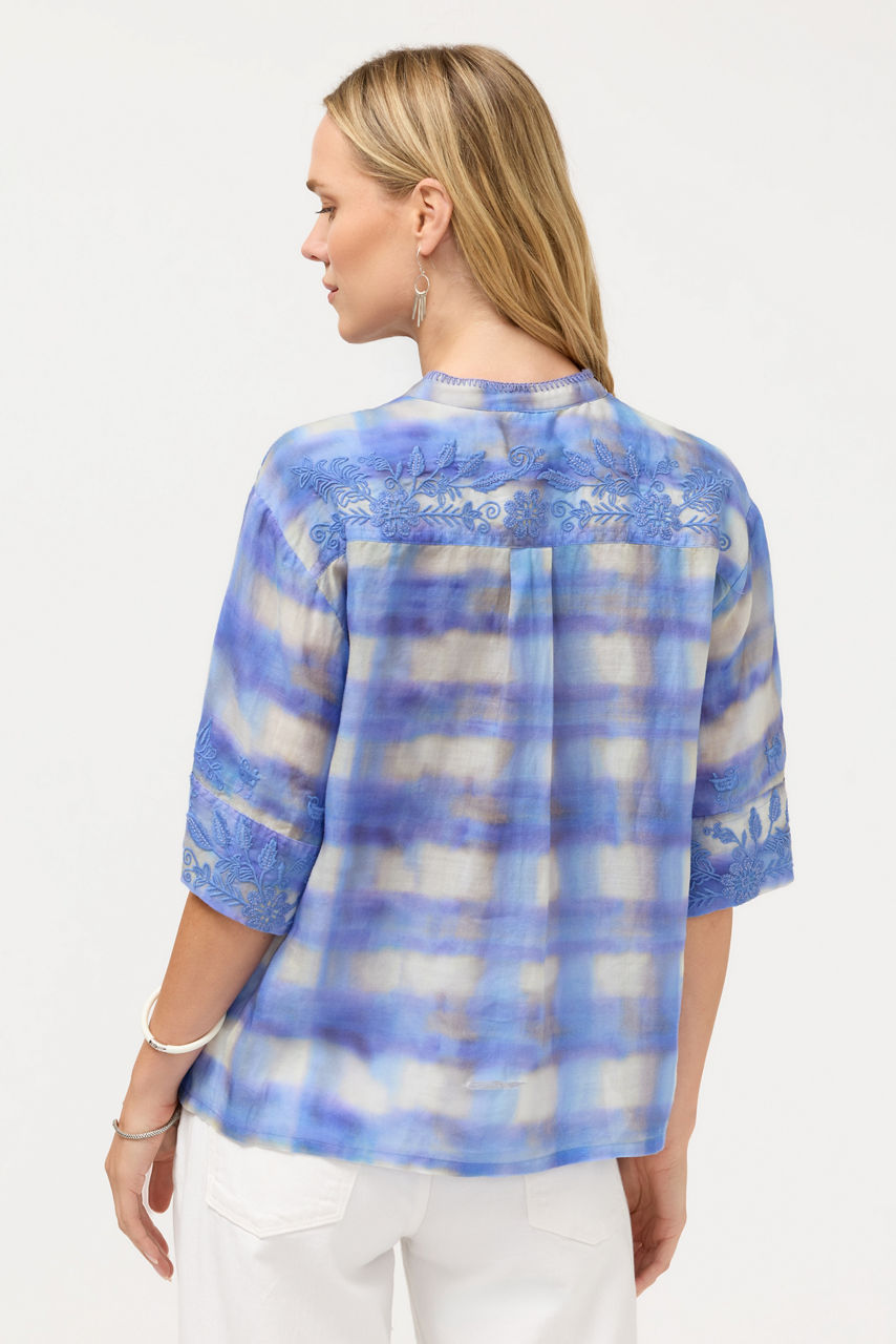 SHORT SLEEVE RELAXED MANDARIN COLLAR SHIRT, , large image 4