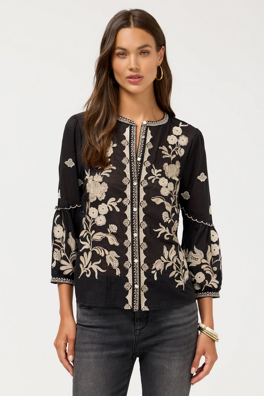 SCALLOP SLEEVE BLOUSE, , large image 1