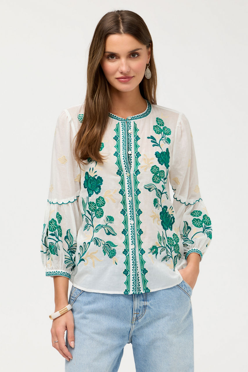 SCALLOP SLEEVE BLOUSE, , large image 1