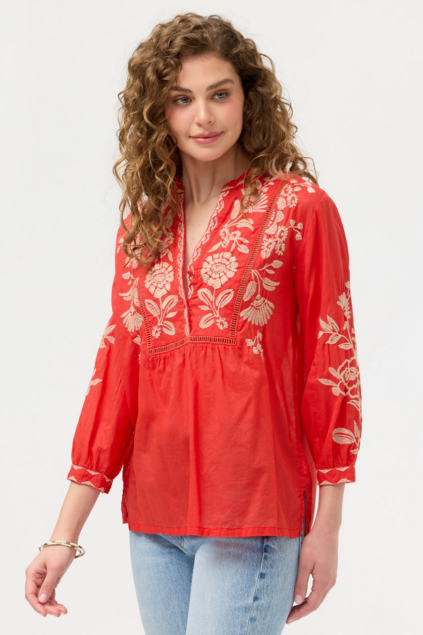 HENLEY YOKE BLOUSE, , large image 2