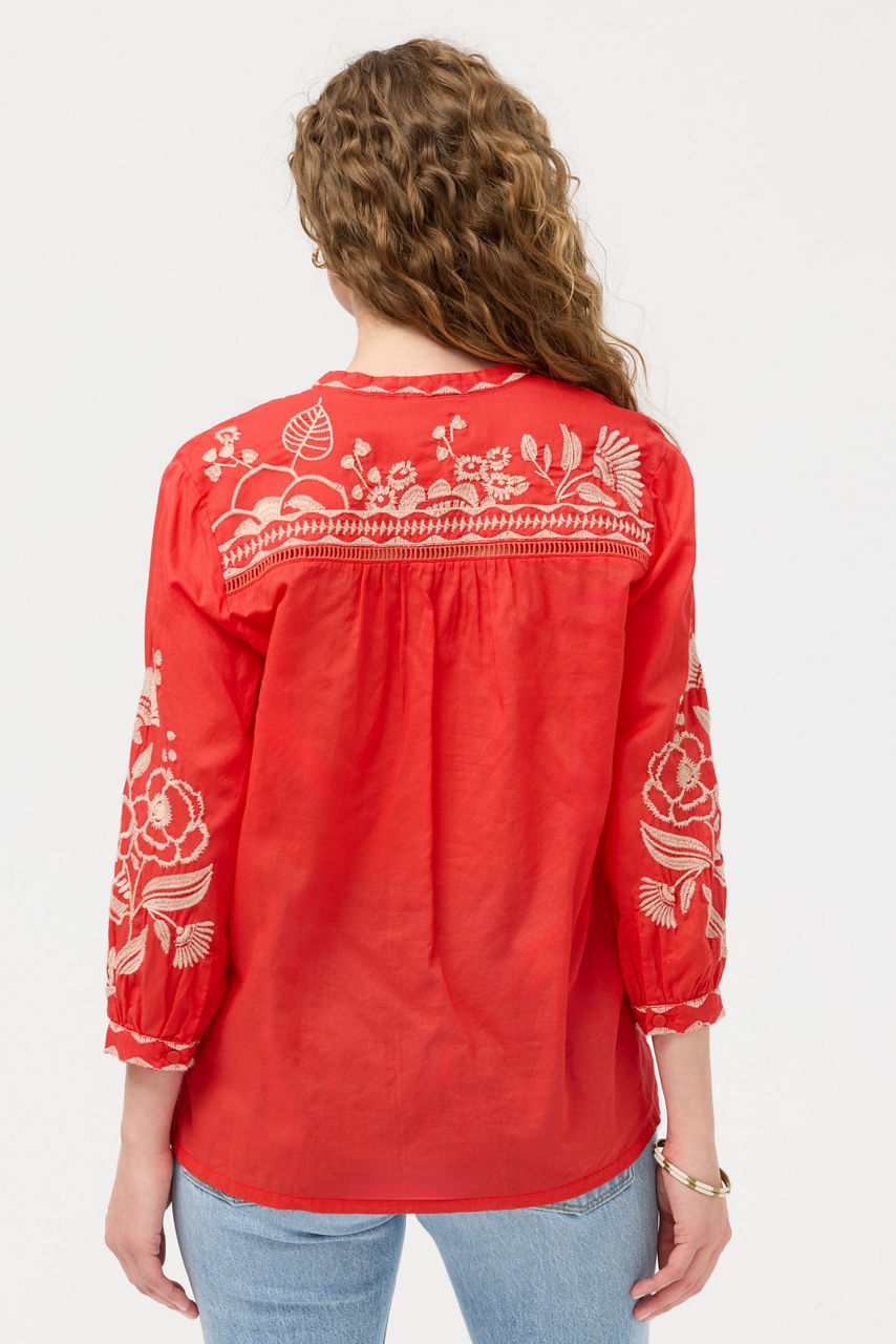 HENLEY YOKE BLOUSE, , large image 4