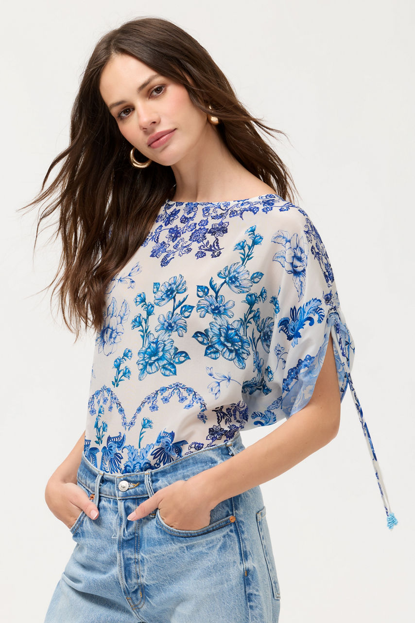 RUCHED SLEEVE BLOUSE, , large image 1